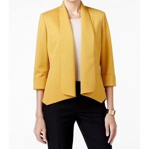 NWOT Kasper Mustard Yellow Drape Front Blazer